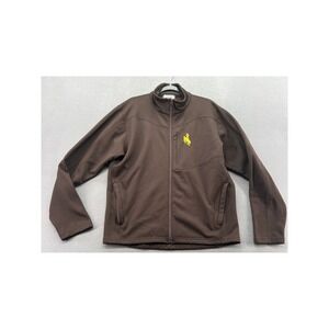 VTG Know Wear Jacket Men's XL Brown Yello Bronco Logo Fleece Full Zip Lined
